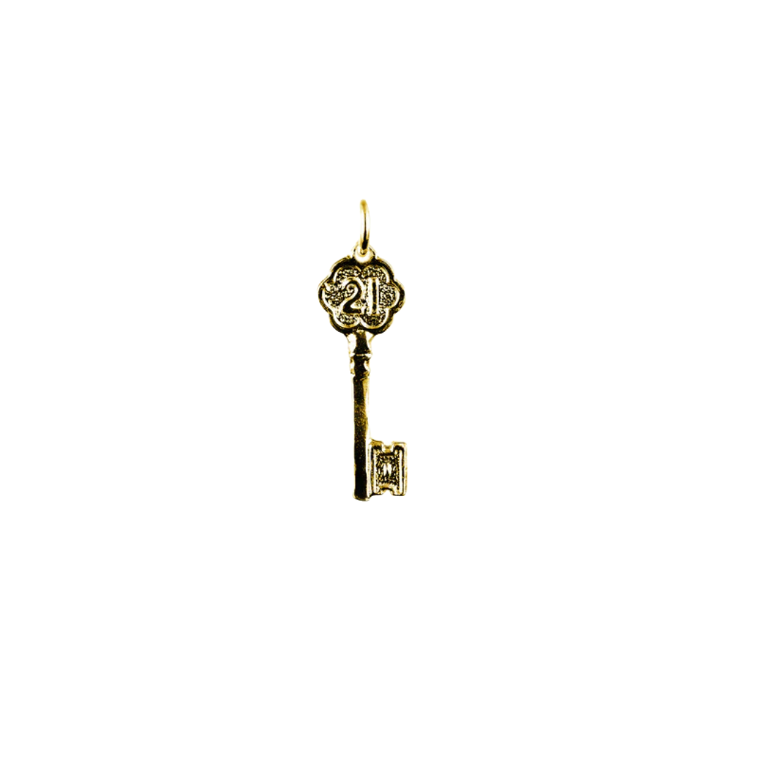 21st Floral Key Charm