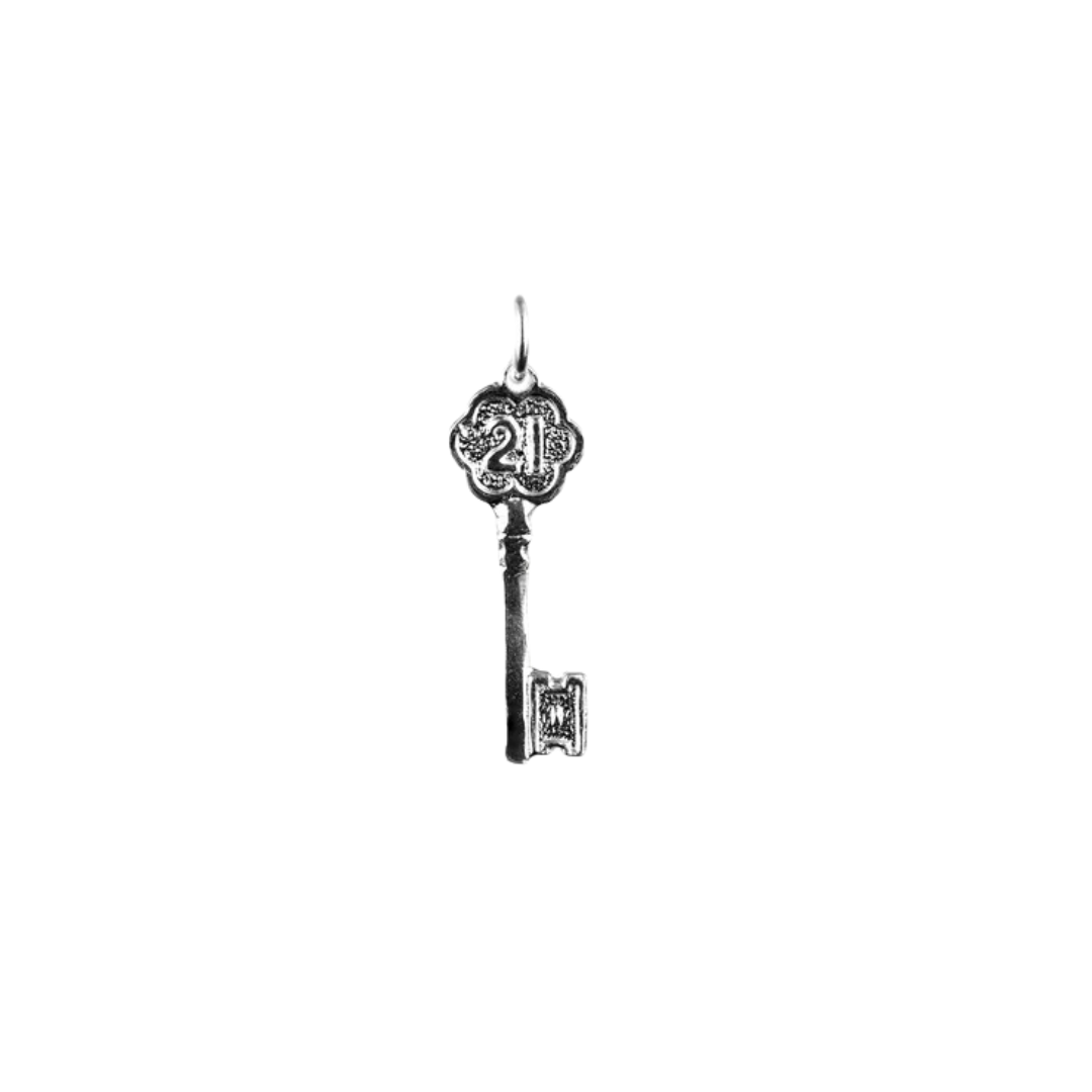 21st Floral Key Charm